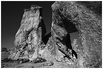Natural arch and pinnacles. Basin And Range National Monument, Nevada, USA ( black and white)