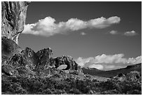 Natural arch and clouds. Basin And Range National Monument, Nevada, USA ( black and white)