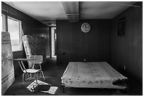 Inside abandonned trailer. Basin And Range National Monument, Nevada, USA ( black and white)