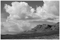 Clouds above mountain range. Basin And Range National Monument, Nevada, USA ( black and white)