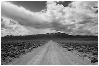 Gravel road. Basin And Range National Monument, Nevada, USA ( black and white)