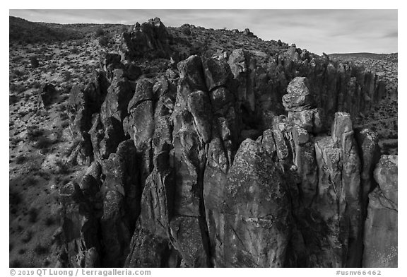 Pinnacles, Valley of Faces. Basin And Range National Monument, Nevada, USA (black and white)