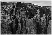Pinnacles, White River Narrows. Basin And Range National Monument, Nevada, USA ( black and white)
