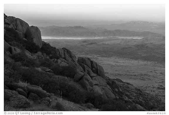 Gold Butte Peak Ridge and Lake Mead. Gold Butte National Monument, Nevada, USA (black and white)