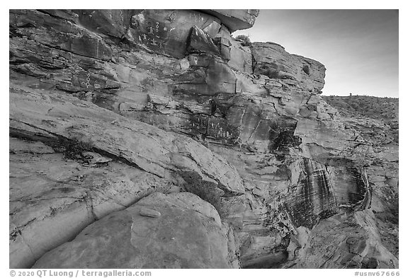 The Falling Man Rock Art Site. Gold Butte National Monument, Nevada, USA (black and white)