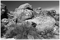 Village Site, Shooting Gallery. Basin And Range National Monument, Nevada, USA ( black and white)