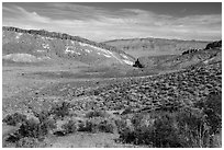 Valley near Badger Mountain. Basin And Range National Monument, Nevada, USA ( black and white)