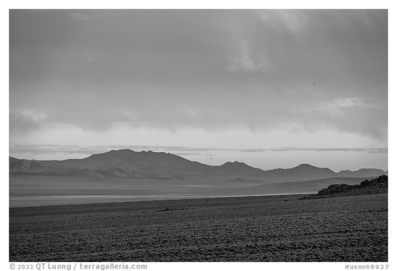 Grant Range at sunrise. Basin And Range National Monument, Nevada, USA (black and white)