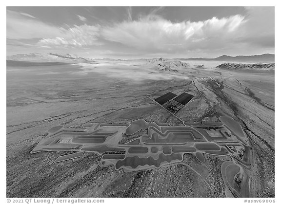 Aerial view of Michael Heizer's City. Basin And Range National Monument, Nevada, USA