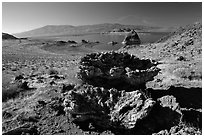 Tufa formations. Pyramid Lake, Nevada, USA (black and white)