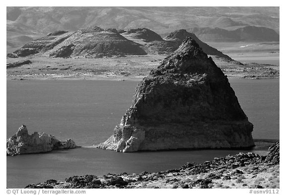 Pyramid. Pyramid Lake, Nevada, USA (black and white)