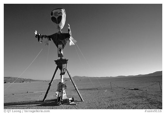 Whimsy sculpture, Black Rock Desert. Nevada, USA (black and white)