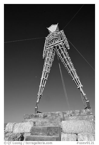 The Man, a symbolic sculpture burned at the end of the Burning Man festival, Black Rock Desert. Nevada, USA