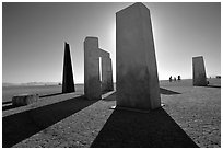 Art installations on the playa, Black Rock Desert. Nevada, USA ( black and white)