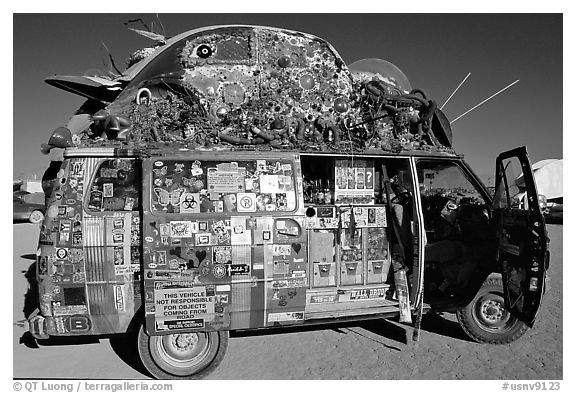 Decorated WV bus, Black Rock Desert. Nevada, USA