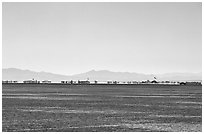 Black Rock City, a temporary community, Black Rock Desert. Nevada, USA ( black and white)