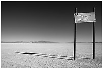 Sign in the middle of nowhere, Black Rock Desert. Nevada, USA ( black and white)