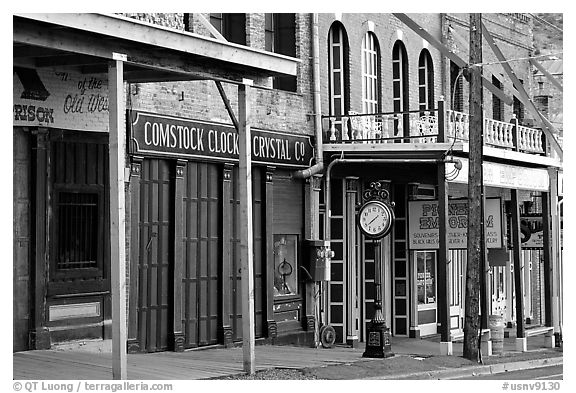 Old storefronts, Virginia City. USA (black and white)