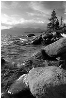 Rocks on the North-East shore of Lake Tahoe, Nevada. USA (black and white)