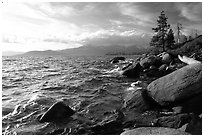 Rocky shore, Lake Tahoe, Nevada. USA ( black and white)