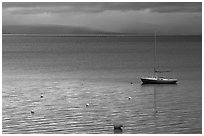 Boat, dusk, South Lake Tahoe, California. USA (black and white)