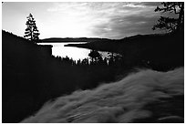 Water rushing down Eagle Falls, sunrise, Emerald Bay, California. USA ( black and white)