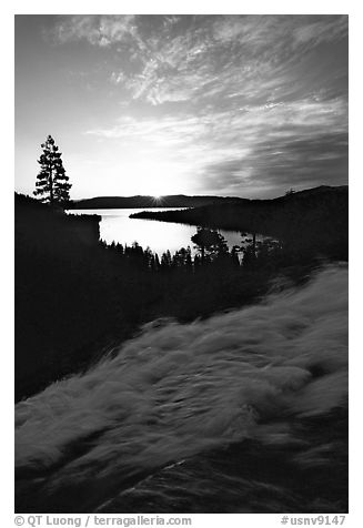 Eagle Falls,  Emerald Bay, sunrise, South Lake Tahoe, California. USA (black and white)