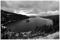 Emerald Bay in winter, Lake Tahoe, California. USA ( black and white)
