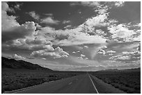 Road converging to the horizon. Nevada, USA (black and white)