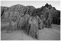 Erosion formation in the soft bentonite clay, Cathedral Gorge State Park. Nevada, USA (black and white)