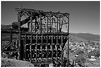 Old mining apparatus,  Pioche. Nevada, USA (black and white)