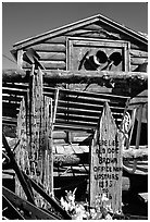 Cabin with old mining equipment, Pioche. Nevada, USA ( black and white)