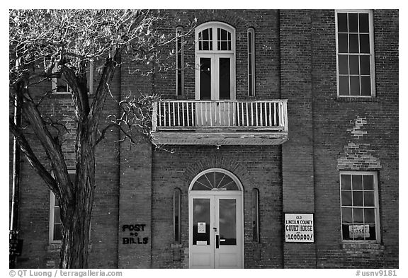 Old court house, Pioche. Nevada, USA (black and white)