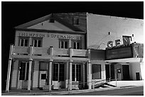 Opera house by night, Pioche. Nevada, USA (black and white)