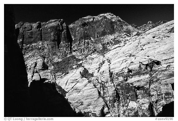 High cliffs. Red Rock Canyon, Nevada, USA (black and white)