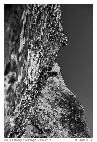 Rock climbers. Red Rock Canyon, Nevada, USA (black and white)