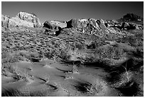 Sand ripples and rock formations, Valley of Fire State Park. Nevada, USA (black and white)