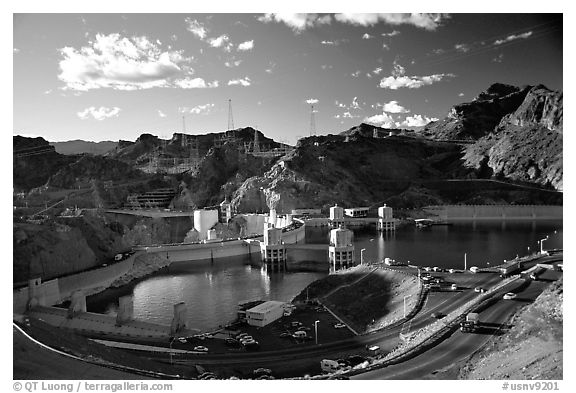 Reservoir and dam. Hoover Dam, Nevada and Arizona