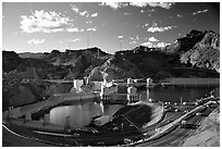 Reservoir and dam. Hoover Dam, Nevada and Arizona ( black and white)