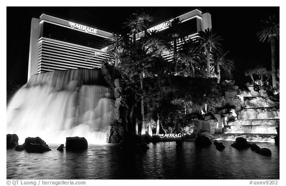 Mirage casino by night. Las Vegas, Nevada, USA