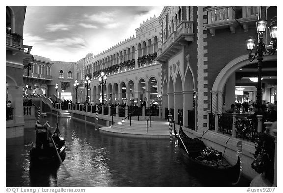 Interior of the Venetian casino. Las Vegas, Nevada, USA (black and white)