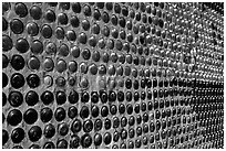 Detail of wall of the bottle house, Rhyolite. Nevada, USA ( black and white)