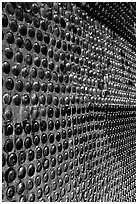 Bottles making up a wall, Rhyolite. Nevada, USA (black and white)