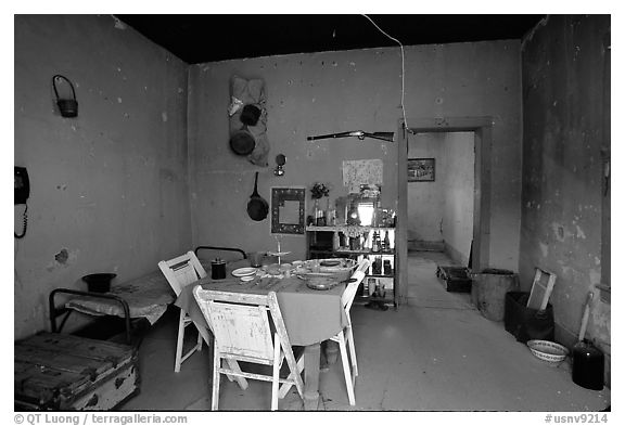 Inside the bottle house, Rhyolite. Nevada, USA