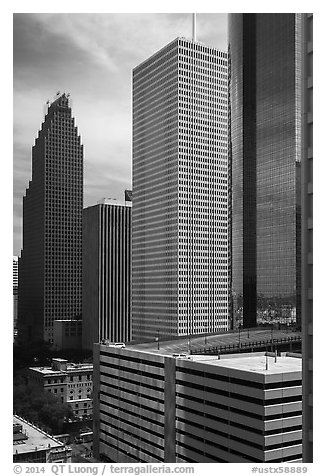 Skyline District. Houston, Texas, USA (black and white)