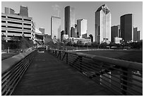 Footbridge and skyline. Houston, Texas, USA ( black and white)