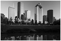 Skyscrapers from Sabine to Bagby Promenade. Houston, Texas, USA ( black and white)