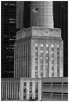 Mix of downtown buildings at dusk. Houston, Texas, USA ( black and white)