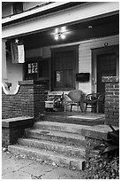 Porch with Texas flag. Houston, Texas, USA ( black and white)