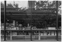 Museum store window reflections. Houston, Texas, USA ( black and white)